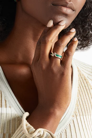 Alif Mosaic Malachite & Diamond Ring in 18kt Rose Gold  