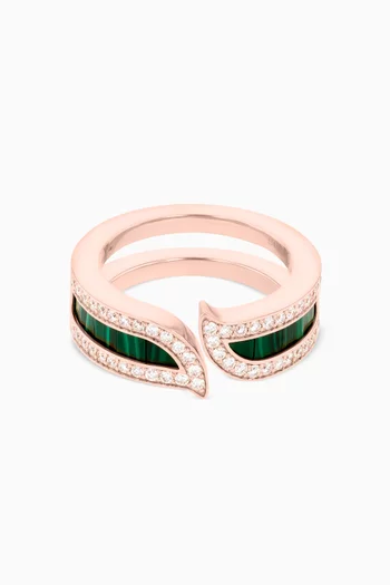 Alif Mosaic Malachite & Diamond Ring in 18kt Rose Gold  