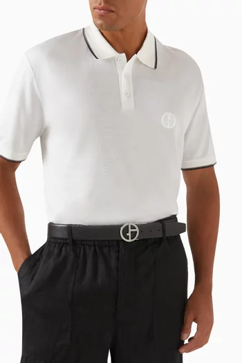 حزام بشعار الماركة بوجهين جلد