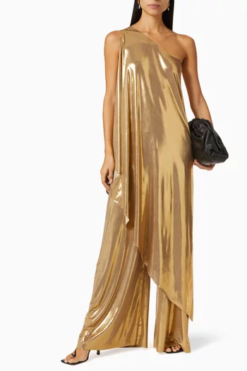 One Shoulder Diagonal Tunic in Lamé    