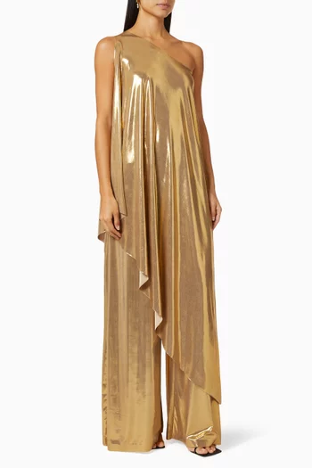 One Shoulder Diagonal Tunic in Lamé    