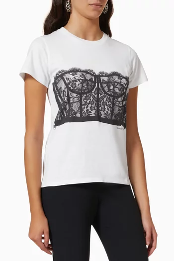 Bustier Print T-shirt in Cotton Jersey   