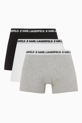 Karl Lagerfeld Logo Band Trunks in Jersey, Set of 3   