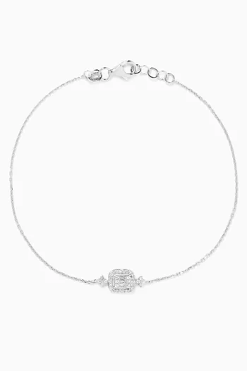 Single Diamond Motif Chain Bracelet in 14kt White Gold