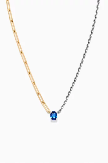 Solitare Sapphire Necklace in 18kt Yellow & White Gold     