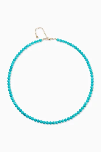 Turquoise Beaded Choker Necklace in 14kt Yellow Gold 