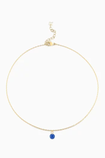 Uni Lapis Chain Anklet in 14kt Yellow Gold 