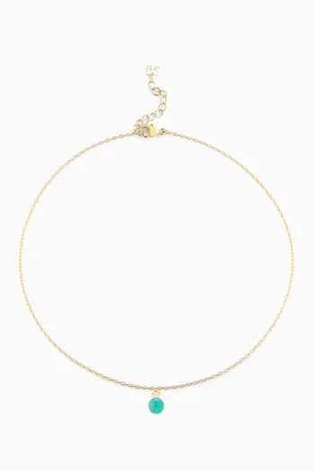 Uni Turquoise Chain Anklet in 14kt Yellow Gold 