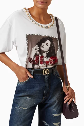 DG Metal Logo Belt in Calf Leather 
