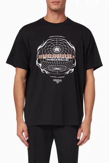 Globe Graphic Print Oversized T-shirt in Cotton   