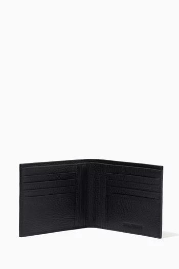 EA Embossed Bi-fold Wallet in Tumbled Leather     
