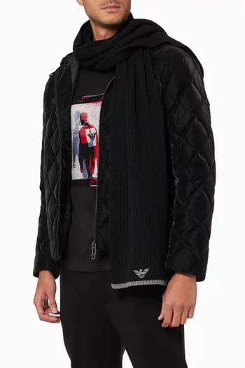 Eagle Logo Scarf & Hat Set in Rib Knit       