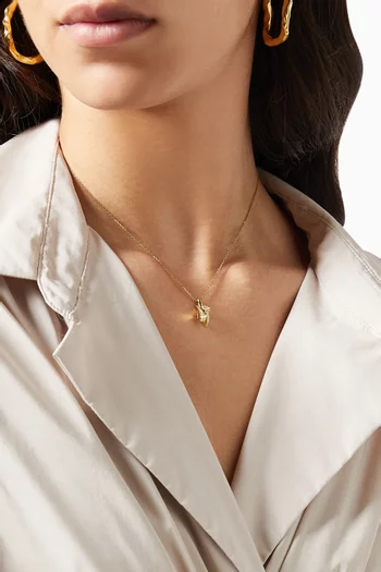 Cleo Full Diamond Huggie Pendant Necklace in 18kt Yellow Gold