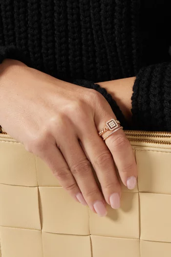 Quwa Square Diamond Double Ring in 18kt Rose Gold 