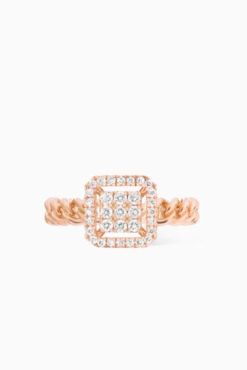 Quwa Square Diamond Single Ring in 18kt Rose Gold 