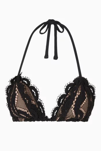 Lace Tri Bikini Top  