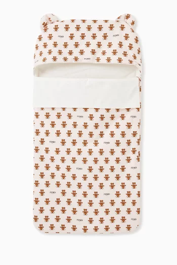 Teddy Bear Print Sleeping Bag in Stretch Cotton   