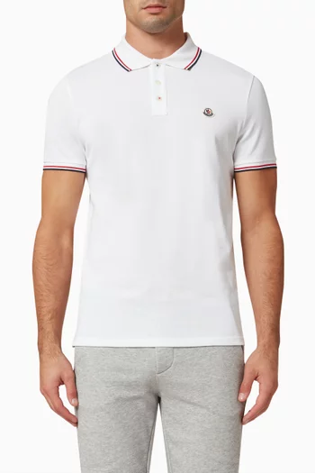 تي شيرت بولو قطن بيكيه بشريط زينة