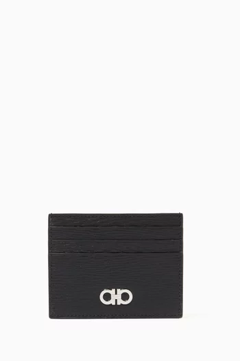 Gancini Card Holder in Hammered Calf Leather  