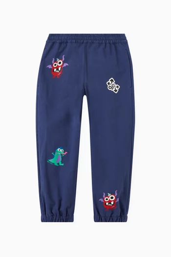 Monster & Logo Print Sweatpants in Cotton Jersey 