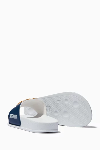 Teddy Bear Rubber Slides in Dark Blue