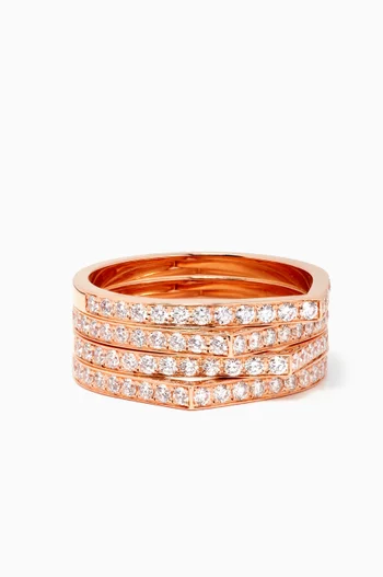 Antifer 4 Rows Ring with Diamonds in 18kt Rose Gold     
