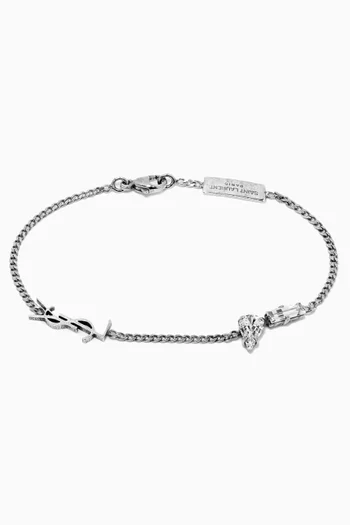Opyum Charm Bracelet in Metal & Rhinestone