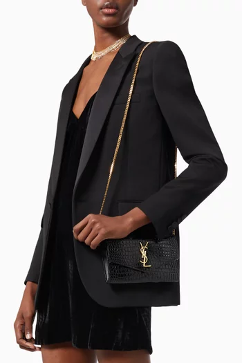 Uptown Chain Wallet in Croc-embossed Leather   