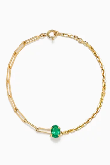 Solitaire Bracelet with Emerald in 18kt Yellow Gold      