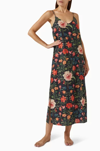 Persephone-print Slip Night Dress in Organic Cotton