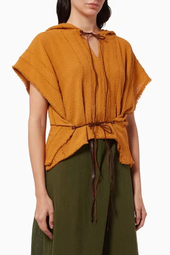 Cocoyol Hooded Poncho in Cotton Gauze   