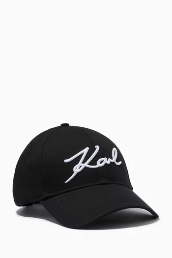 K/Signature Cap in Cotton Gabardine     