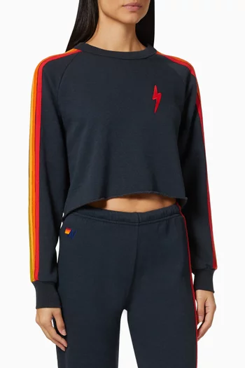Bolt Embroidery Cropped Sweatshirt in Cotton Jersey