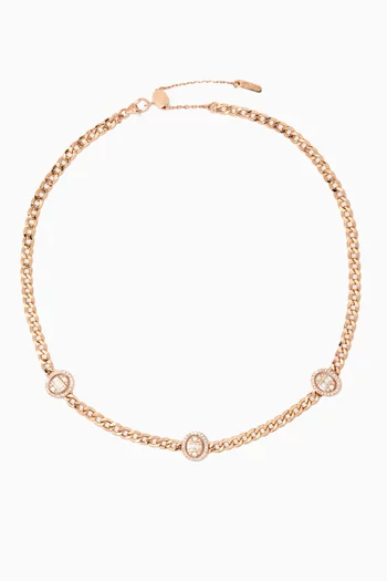 Quwa Three Oval Diamond Necklace in 18kt Rose Gold 