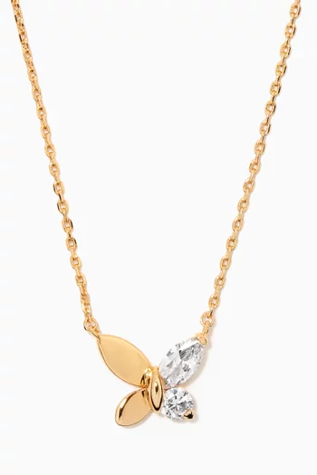 Social Butterfly Pendant Necklace in Gold-plated Brass