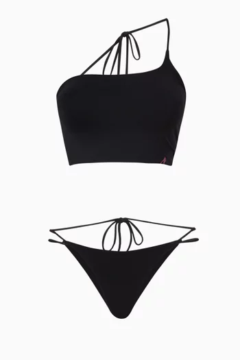 Single Strap Crop Bikini Set in Lycra