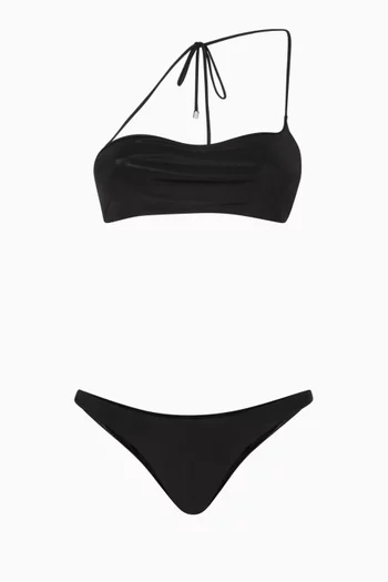 Single Strap Bikini Set in Shiny Lycra 
