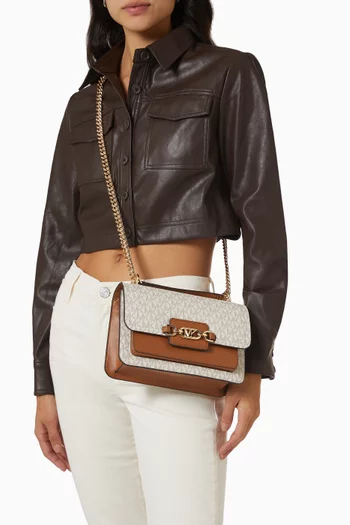 Heather Large Shoulder Bag in Logo Canvas