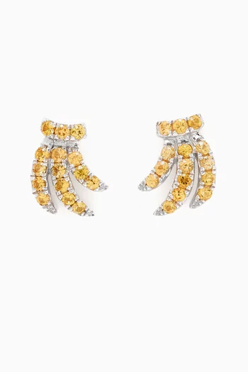 Banana Sapphire Earrings in 18kt White Gold