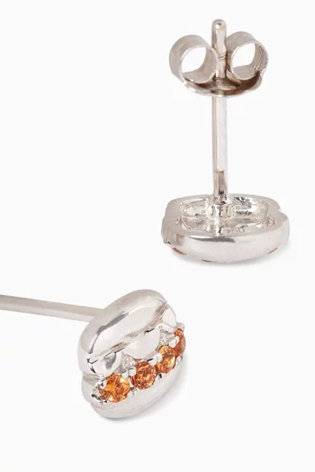 Chocolate Macaron Sapphire Earrings in 18kt White Gold