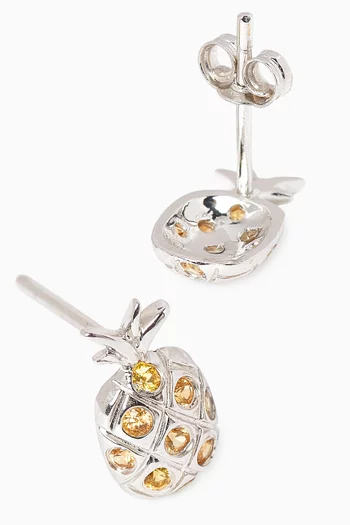 Pineapple Sapphire Earrings in 18kt White Gold