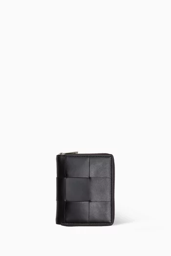 Zip Wallet in Intrecciato Leather 