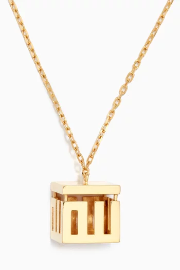 Allah Cube Diamond Necklace in 18kt Yellow Gold