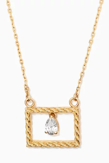 Rope Rectangle Diamond Necklace in 18kt Yellow Gold