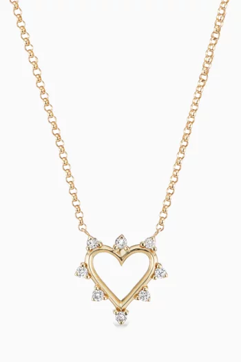 Mini Open Heart Diamond Necklace in 14kt Yellow Gold