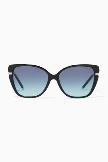 Cat Eye Sunglasses in Acetate & Metal   
