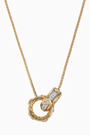 Modern Renaissance Double Pendant Diamond Necklace in 18K Yellow Gold