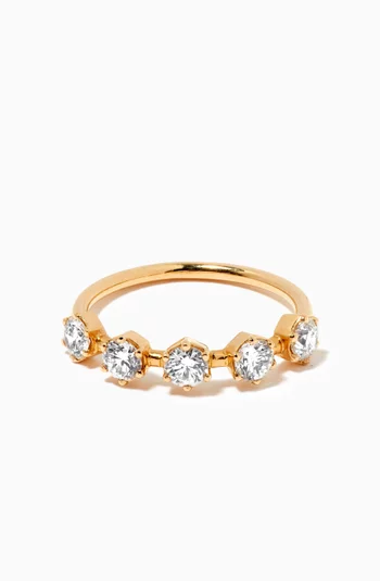 Vintage Hexagon Five Diamond Ring in 18kt Yellow Gold 