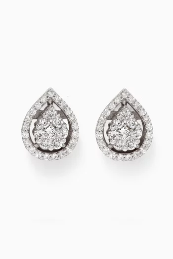 Framed Pear Studs in White Gold 