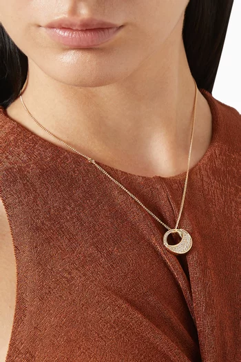 Qamar Mother of Pearl & Diamond Necklace in 18kt Yellow Gold